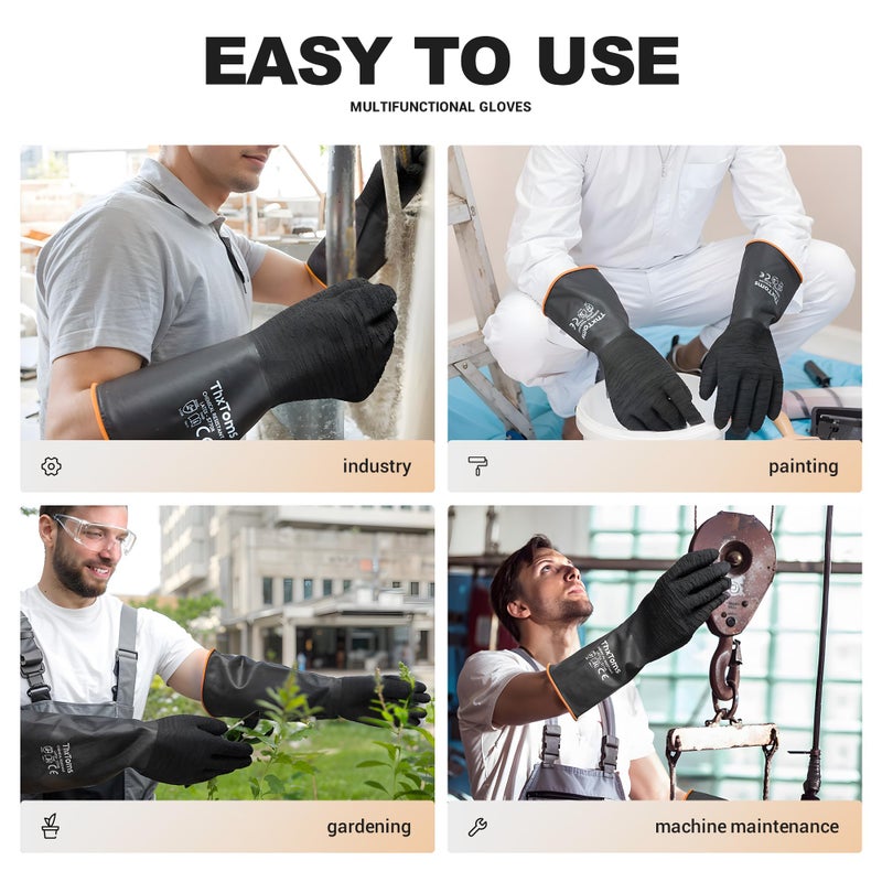 ThxToms Heavy Duty Rubber Gloves  Versatile Latex Chemical Resistant Gloves  Upgraded with Anti-Slip Design  Soft and Thick  18"" 1 Pair - Image 5